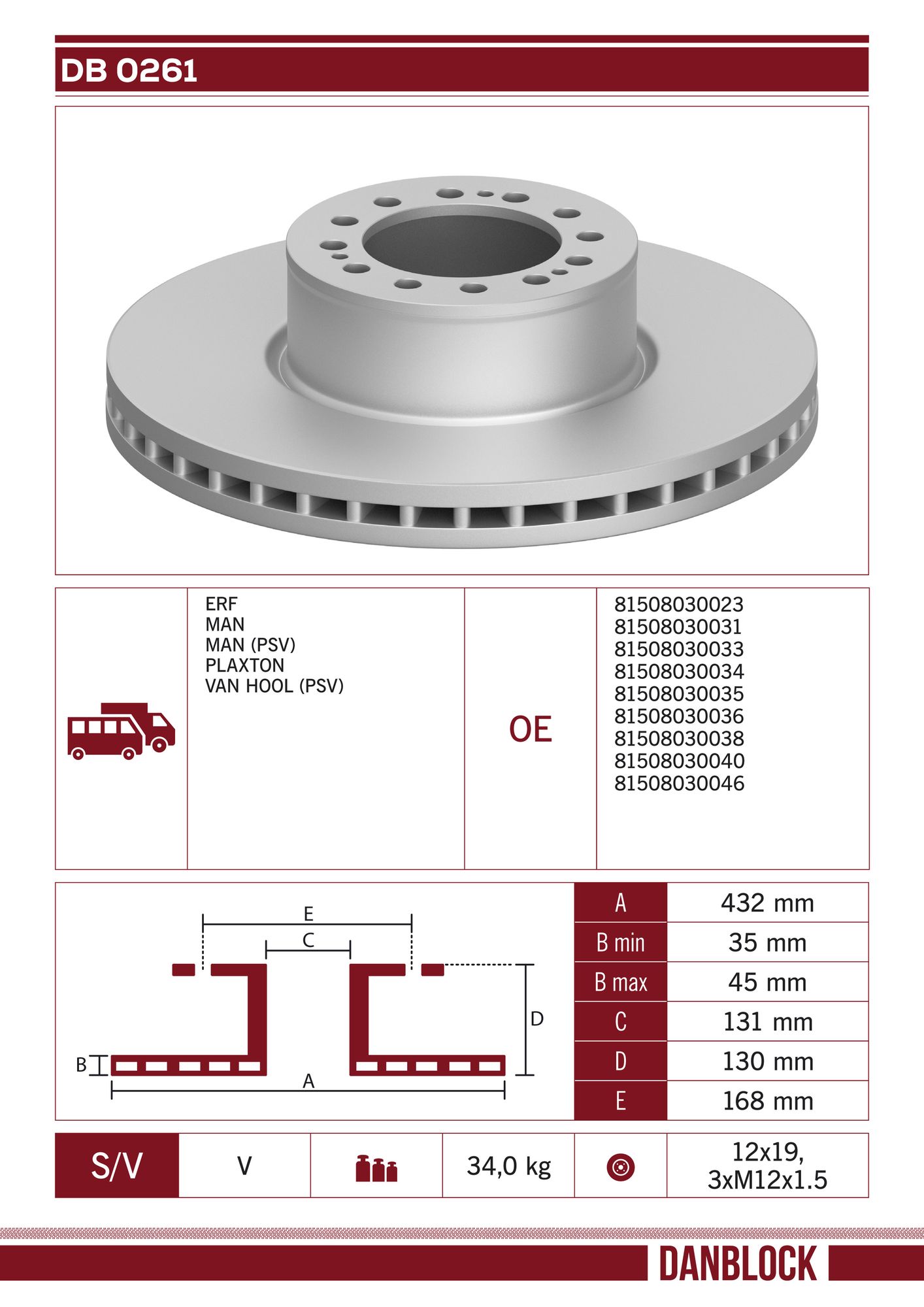 Disc frana DB 0261 DANBLOCK